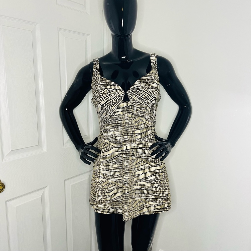 Tan Design One Piece/ Swimdress